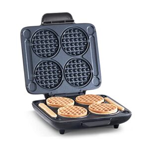 dash multi mini waffle maker: four mini waffles, perfect for families and individuals, 4 inch dual non-stick surfaces with quick release & easy clean – graphite