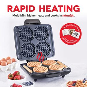 DASH Multi Mini Waffle Maker: Four Mini Waffles, Perfect for Families and Individuals, 4 Inch Dual Non-stick Surfaces with Quick Release & Easy Clean - Graphite