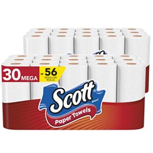 scott paper towels, choose-a-sheet – 30 mega rolls (2 packs of 15) = 56 regular rolls (102 sheets per roll)
