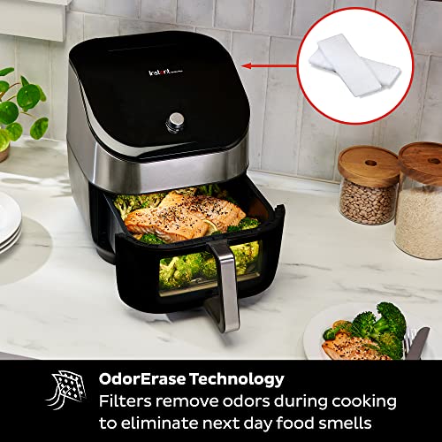 Instant Vortex Plus 6-Quart Air Fryer Oven, From the Makers of Instant Pot with Odor Erase Technology, ClearCook Cooking Window, App with over 100 Recipes, Single Basket, Stainless Steel