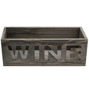 MyGift Wall Mounted Wine Cork Holder - Rustic Gray Wood and Metal Mesh Open Top Wine Accessories Storage Box