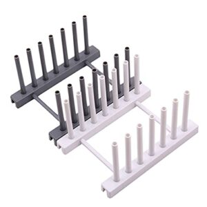 teensery 2 pcs plastic dish rack detachable plate pot cup lid drying storage holder stand for home kitchen cabinet (white, grey)