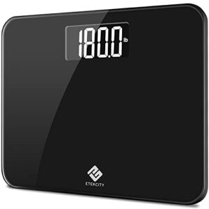 etekcity digital bathroom scale for body weight for people, extra wide platform and high capacity, large number and easy-to-read on backlit lcd display, 440 lb