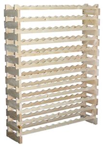 stackable modular wine rack freestanding storage stand display shelves, thick wood natural 12 x 12 rows 144 slots