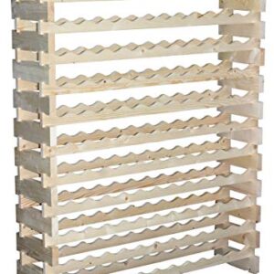 Stackable Modular Wine Rack Freestanding Storage Stand Display Shelves, Thick Wood Natural 12 X 12 Rows 144 Slots