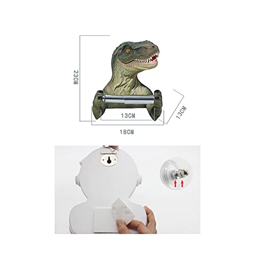 SANOSY Cartoon Dinosaur Wall Mounted Paper Towel Holder no Drilling Paper Towel Dispenser for Kitchen, Bathroom, Laundry Room, Office,Travel Trailers,Restaurant (Style 1)