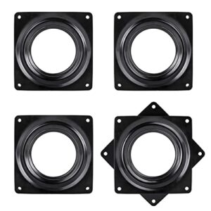 lazy susan turntable bearings 4 pack 3 inch square heavy duty swivel plate 5/16 inch thick for bar stool chair (black)