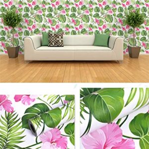 17.7x117 Inches Self Adhesive Vinyl Decorative Tropical Floral Shelf Liner Dresser Drawer Cabinets Liner Furniture Paper Sticker Peel and Stick Tropical Wallpaper for Walls Table Crafts