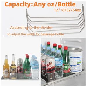 Soda Can Organizer for Refrigerator Any Width Ajustable (12-64oz) Gravity Fed Glide Drink Bottle Dispenser for Fridge Beer Beverage Dispenser, Storage for Refrigerator Pantry and More(1 Pack)