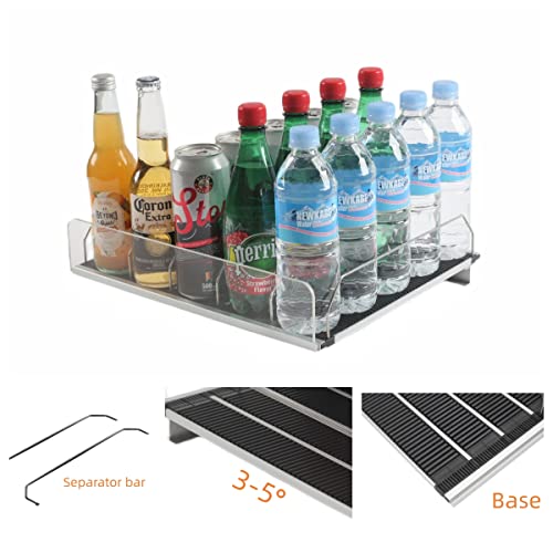 Soda Can Organizer for Refrigerator Any Width Ajustable (12-64oz) Gravity Fed Glide Drink Bottle Dispenser for Fridge Beer Beverage Dispenser, Storage for Refrigerator Pantry and More(1 Pack)