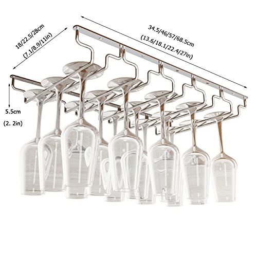 Wine Glass Rack, Under Cabinet Wine Glass Holder Stainless Steel Stemware Rack - Hanging Stemware Holder,Wine Bottle Holder for Cabinet Kitchen Bar (Size : 68.528cm(27.011.0in))