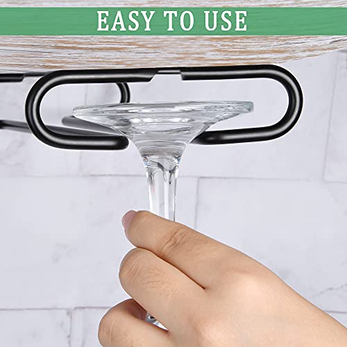 Milkary 4 Pack Steamware Wine Glass Hanging Rack, Metal Stemware Holder Storage Wall Mount Under Cabinet Kitchen Bar Pub, Black