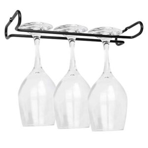 Milkary 4 Pack Steamware Wine Glass Hanging Rack, Metal Stemware Holder Storage Wall Mount Under Cabinet Kitchen Bar Pub, Black