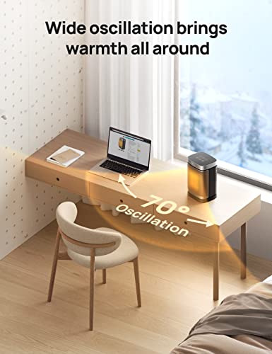 Dreo Space Heaters for Indoor Use, Atom One Portable Heater with 70°Oscillation, 1500W PTC Electric Heater with Thermostat, Fast Safety Heat, Remote, 1-12h Timer, Upgraded Small Heater for Office Home