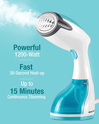 BEAUTURAL Steamer for Clothes, Portable Handheld Garment Fabric Wrinkles Remover, 30-Second Fast Heat-up, Auto-Off, Large Detachable Water Tank