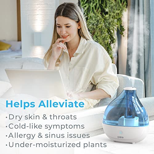 Pure Enrichment® MistAire™ Ultrasonic Cool Mist Humidifier - Quiet Air Humidifier for Bedroom, Nursery, Office, & Indoor Plants - Lasts Up To 25 Hours, 360° Rotation Nozzle, Auto Shut-Off, Night Light