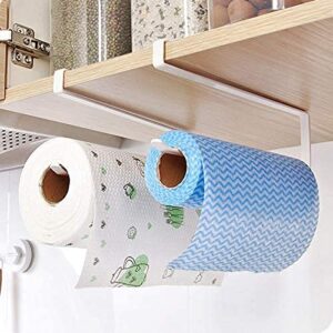 mihao 2 packs kitchen cabinet cupboard under shelf storage paper towel roll holder dispenser napkins rack, white