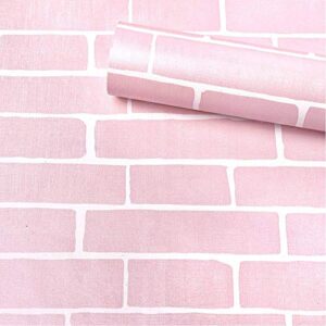 hoyoyo 17.8 x 118 inches self-adhesive liner paper, removable shelf liner wall stickers dresser drawer peel stick kitchen home decor, pink brick