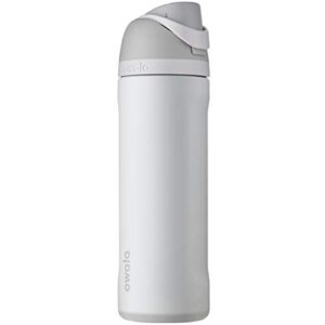 owala freesip insulated stainless steel water bottle with straw for sports and travel, bpa-free, 24-ounce, shy marshmallow