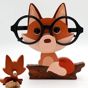 soputry creative cute animal glasses holder, unique pet glasses stand handmade animal glasses holder art gift, creative sunglasses display holder for home office desktop (fox)