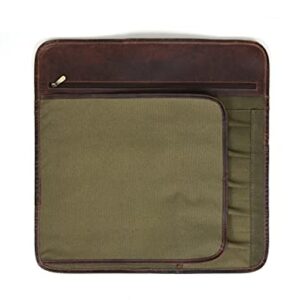 Chef Kniferoll Bag Leather and Waxed Canvas (Olive Green)