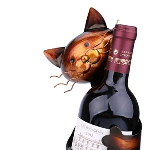 Kavolet Cat Wine Holder, Cat Wine Bottle Holder, Tabletop Decor Wine Rack, Metal Sculpture Wine Stand, Crafts Ornament for Home Kitchen