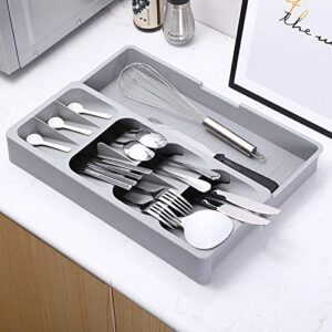 a&k smarthome utensils kitchen drawer organizer tray box for cutlery silverware, spoon knife and fork partition storage