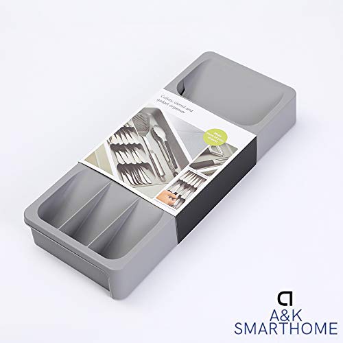 A&K SmartHome Utensils Kitchen Drawer Organizer Tray Box for Cutlery Silverware, Spoon Knife and Fork Partition Storage