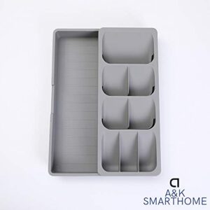 A&K SmartHome Utensils Kitchen Drawer Organizer Tray Box for Cutlery Silverware, Spoon Knife and Fork Partition Storage