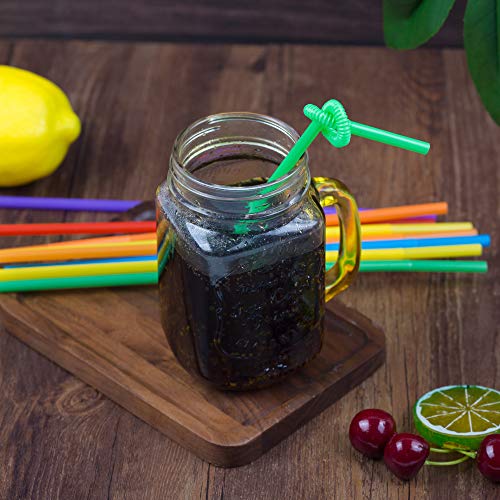 300 Pcs Colorful Flexible Plastic Straws, BPA-Free Disposable Bendy Straws, 10.2" Long and 0.23'' Diameter