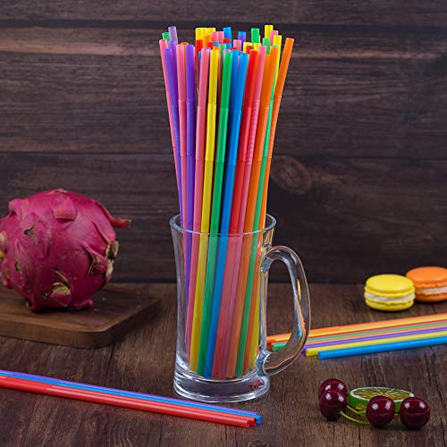 300 Pcs Colorful Flexible Plastic Straws, BPA-Free Disposable Bendy Straws, 10.2" Long and 0.23'' Diameter