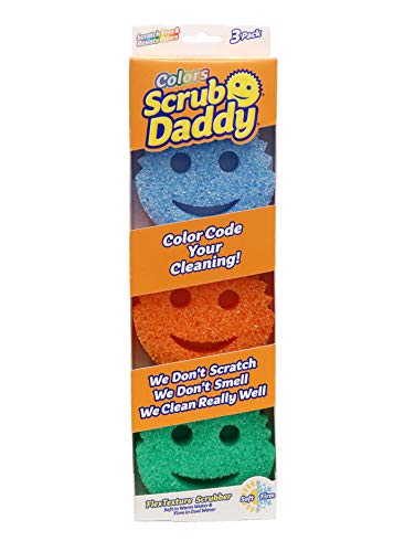 Scrub Daddy Color Sponge - Scratch-Free Multipurpose Dish Sponge Color Variety Pack - BPA Free & Made with Polymer Foam - Stain, Mold & Odor Resistant Kitchen Sponge (3 Count)