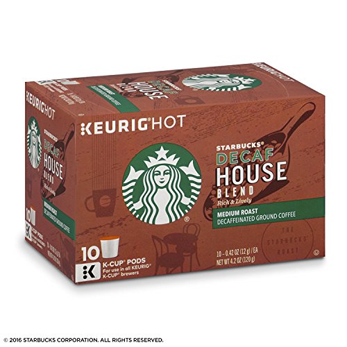 Starbucks Decaf K-Cup Coffee Pods — House Blend for Keurig Brewers — 6 boxes (60 pods total)