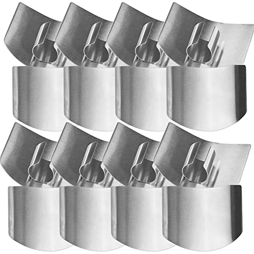 8 Pcs Finger Protector for Cutting Food,Stainless Steel Finetaur Finger Guard for Cutting Vegetables,Finger Shield for Dicing Slicing Chopping Thumb Finger Guard(Single)