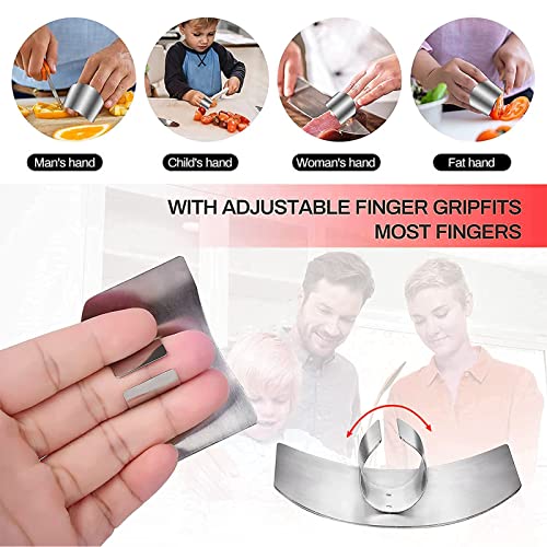 8 Pcs Finger Protector for Cutting Food,Stainless Steel Finetaur Finger Guard for Cutting Vegetables,Finger Shield for Dicing Slicing Chopping Thumb Finger Guard(Single)