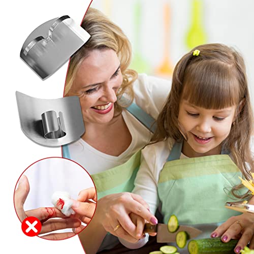 8 Pcs Finger Protector for Cutting Food,Stainless Steel Finetaur Finger Guard for Cutting Vegetables,Finger Shield for Dicing Slicing Chopping Thumb Finger Guard(Single)