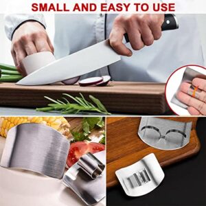 8 Pcs Finger Protector for Cutting Food,Stainless Steel Finetaur Finger Guard for Cutting Vegetables,Finger Shield for Dicing Slicing Chopping Thumb Finger Guard(Single)