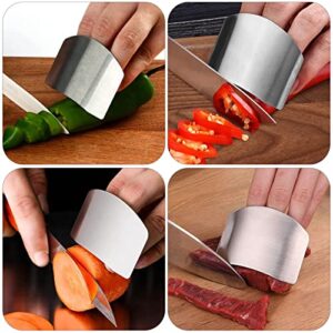 8 Pcs Finger Protector for Cutting Food,Stainless Steel Finetaur Finger Guard for Cutting Vegetables,Finger Shield for Dicing Slicing Chopping Thumb Finger Guard(Single)