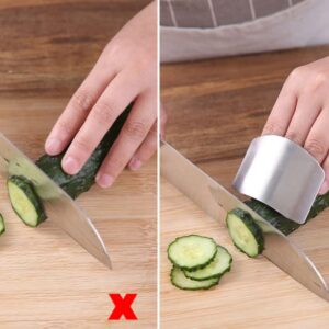 8 Pcs Finger Protector for Cutting Food,Stainless Steel Finetaur Finger Guard for Cutting Vegetables,Finger Shield for Dicing Slicing Chopping Thumb Finger Guard(Single)