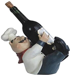 stealstreet chef holding a wine bottle figurine, 8″