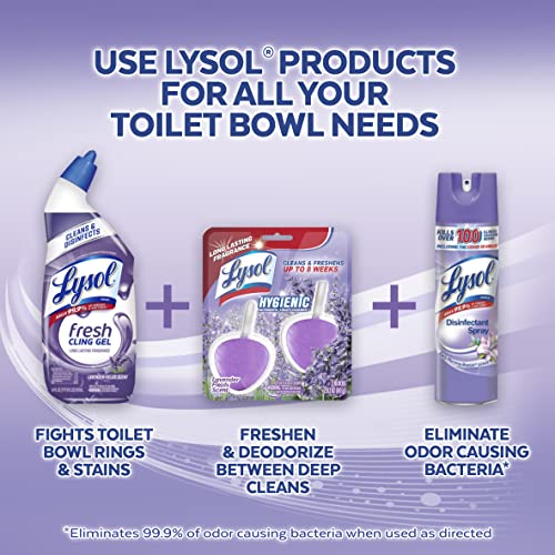 Lysol Automatic In-The-Bowl Toilet Cleaner, Cleans and Freshens Toilet Bowl, Lavender Fields Scent, 2ct