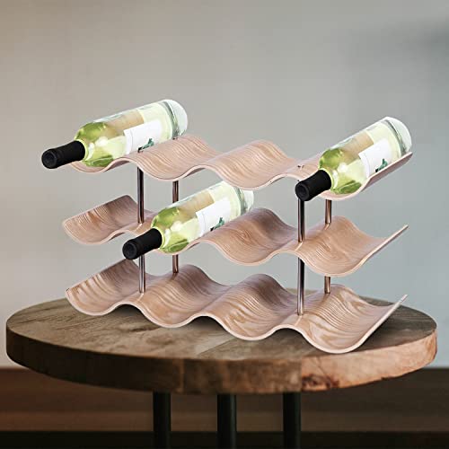 Gtouse Wave Wine Racks Countertop,3 Tier Wine Rack Inserts for Cabinet,Wood Wine Storage Stand Table Top Wine Bottle Holder for Table Top, Pantry, Cabinet, Refrigerator,Wine Bar (12 Bottles)