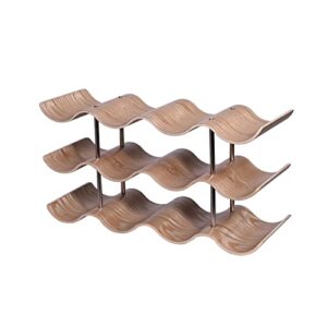 gtouse wave wine racks countertop,3 tier wine rack inserts for cabinet,wood wine storage stand table top wine bottle holder for table top, pantry, cabinet, refrigerator,wine bar (12 bottles)