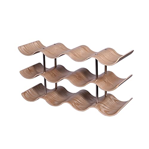 Gtouse Wave Wine Racks Countertop,3 Tier Wine Rack Inserts for Cabinet,Wood Wine Storage Stand Table Top Wine Bottle Holder for Table Top, Pantry, Cabinet, Refrigerator,Wine Bar (12 Bottles)