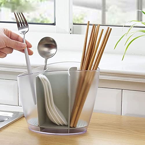 Kitchen Utensil Cutlery Holder,Flatware Divider Caddy,Cutlery Holder Cutlery Holder Rack Shelf Plastic Kitchen Tools Storage Holder Chopsticks Tableware Storage Shelf Stand (White) ( Color : White )