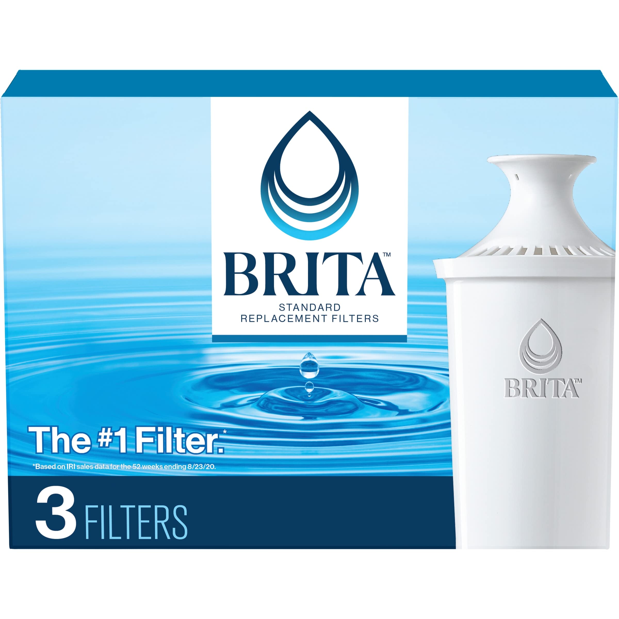 Brita Standard Water Filter Replacements for Pitchers and Dispensers, Lasts 2 Months, Reduces Chlorine Taste and Odor, 3 Count