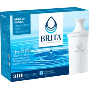 Brita Standard Water Filter Replacements for Pitchers and Dispensers, Lasts 2 Months, Reduces Chlorine Taste and Odor, 3 Count