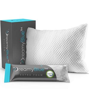 dreamyblue premium pillow for sleeping – shredded memory foam fill [adjustable loft] washable cover from bamboo derived rayon – for side, back, stomach sleepers – certipur-us certified