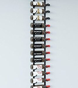 VintageView W Series (6 Ft) - 18 Bottle Wall Mounted Wine Bottle Rack Kit (Satin Black) Stylish Modern Wine Storage with Label Forward Design