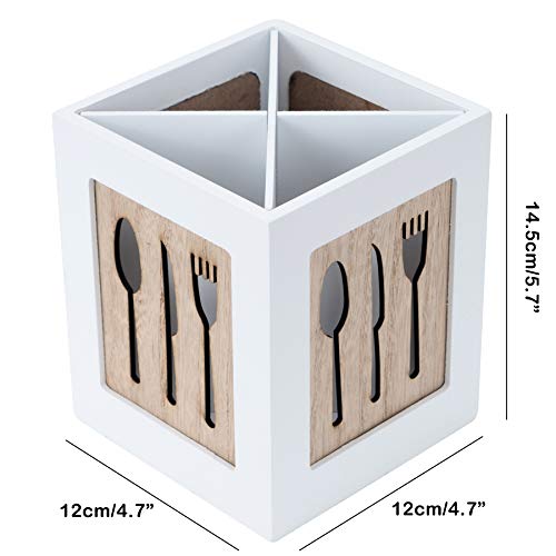 handrong Silverware Caddy Wooden Utensil Cutlery Flatware Caddy Utensils Holder Flatware Cutlery Storage Organizer Holds Spoons Forks Knifes for Kitchen